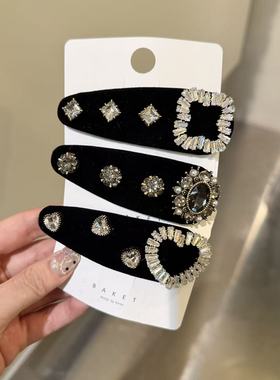 11.22韩国东大门baket发饰爱心水钻镭射钻钻丝绒BB夹