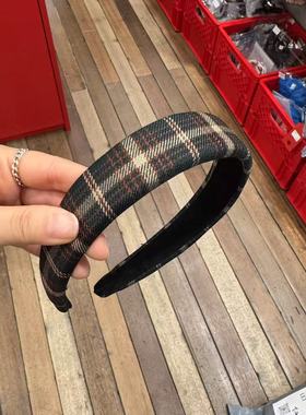 11.13韩国东大门Trois de LEI格纹布艺发箍秋冬