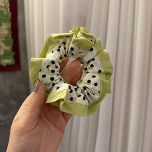 LEI春季 绿色系波点布艺花边大肠发圈发绳 2.25韩国东大门Trois