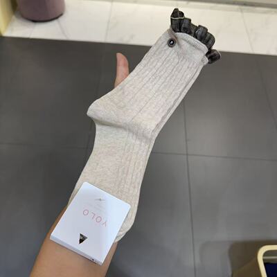 9.28东大门韩国YOLO条纹纽扣格子花边可爱袜子女