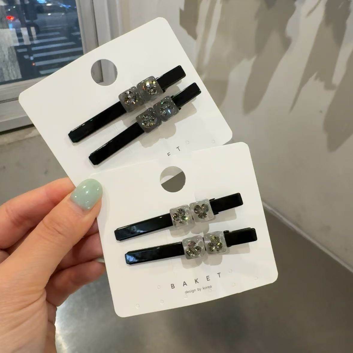 7.1韩国东大门baket发饰水钻方块发夹边夹