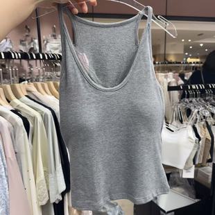 12.11韩国东大门victoria简约纯色蕾丝领细吊带胸垫内衣内搭