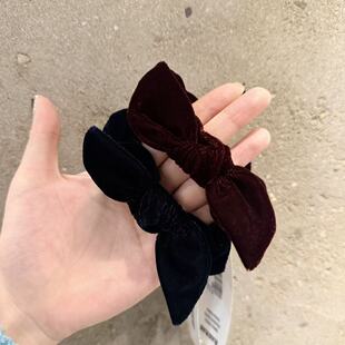 11.21韩国东大门nyunyu发饰复古丝绒蝴蝶结小肠发圈