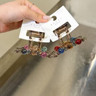 5.31韩国东大门baket发饰冰透珠珠彩色简约抓夹