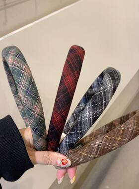 9.27韩国baket发饰复古气质格纹高颅顶发箍高级感秋冬发带头箍