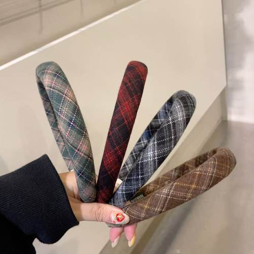 9.27韩国东大门baket发饰秋冬新款格子高颅顶复古发箍