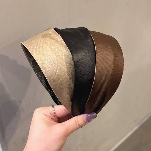 12.7韩国baket发饰甜美纯色缎面宽边发箍气质简约压发头箍发卡