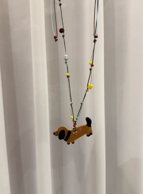 11.30韩国东大门Trois de LEI腊肠犬小狗项链耳机毛衣链