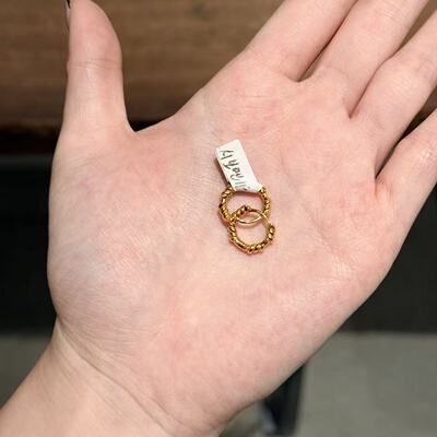 1.23韩国东大门vase银饰扭纹金色耳圈耳钉通体银