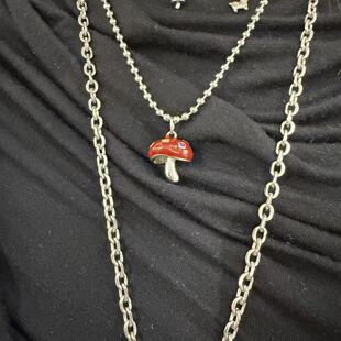 LEI新款 彩色小蘑菇复古合金项链 2.22韩国东大门Trois