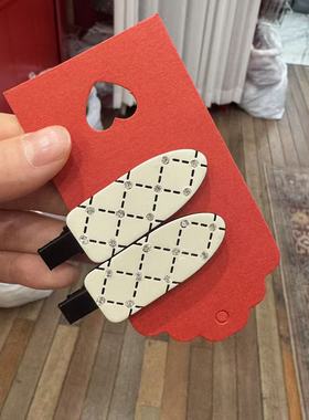 11.30韩国东大门Trois de LEI水钻格纹鸭嘴夹无痕夹