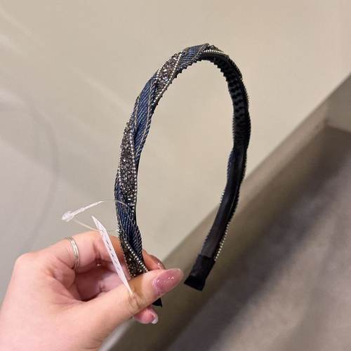 韩国baket发饰高级感牛仔布水钻发箍气质百搭日常外戴压发头箍