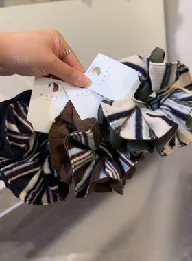 10.18韩国东大门baket发饰撞色针织条纹双拼大肠发圈