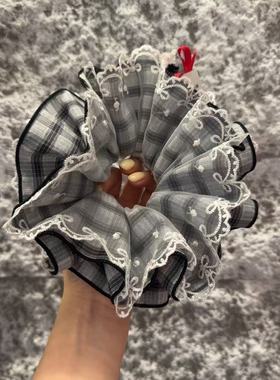 7.20韩国东大门Trois de LEI格子蕾丝撞色可爱大肠发圈