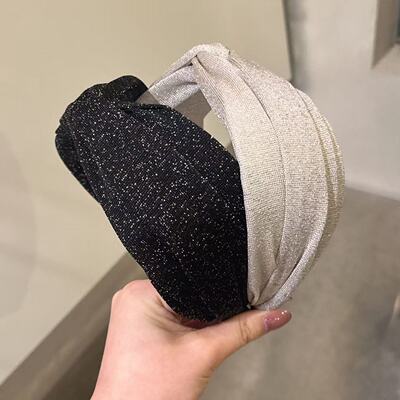 2.15韩国东大门baket发饰宽边打结高颅顶发箍复古细闪发带