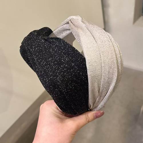 2.15韩国东大门baket发饰宽边打结高颅顶发箍复古细闪发带