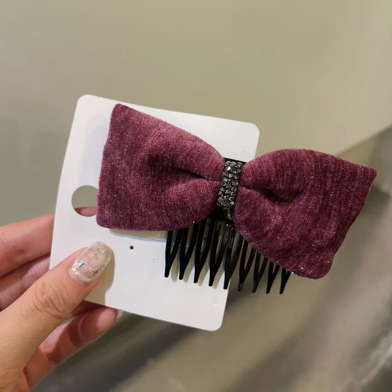 11.2韩国东大门baket发饰水钻蝴蝶结细满天星闪丝绒复古发梳插梳