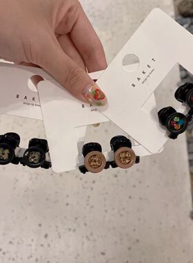 9.30韩国东大门baket发饰彩钻纽扣小抓夹刘海抓夹对夹