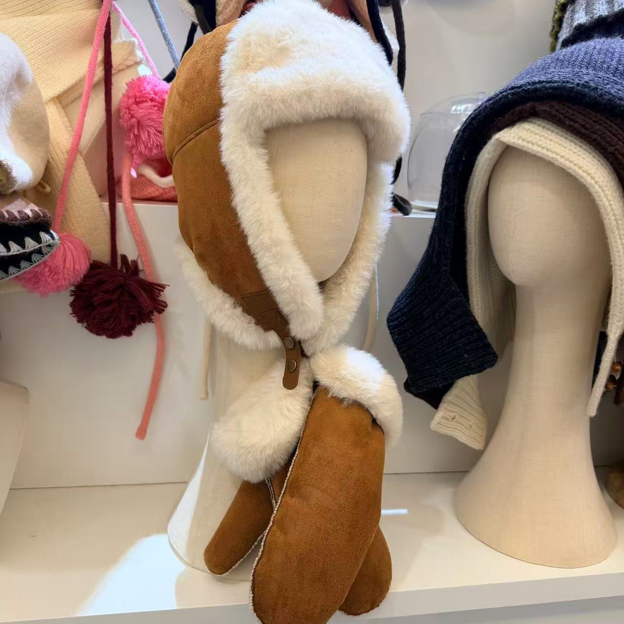 12.1东大门韩国YOLO秋冬新款麂皮毛茸茸帽子手套套组