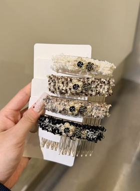 12.20韩国东大门baket发饰珍珠花朵小香花呢复古发梳插发梳子