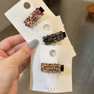 5.7韩国baket发饰精致彩色水钻发夹气质百搭鸭嘴夹小边夹发卡