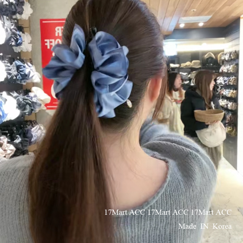 2.14韩国nyunyu发饰高级感气质缎面花朵香蕉夹东大门新款发夹竖夹