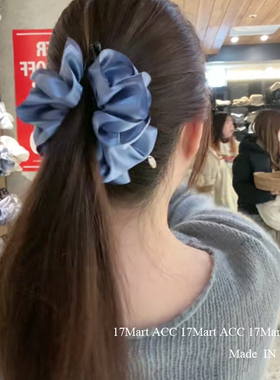 2.14韩国nyunyu发饰高级感气质缎面花朵香蕉夹东大门新款发夹竖夹