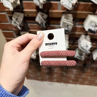 3.20韩国东大门nyunyu发饰格子对夹鸭嘴夹