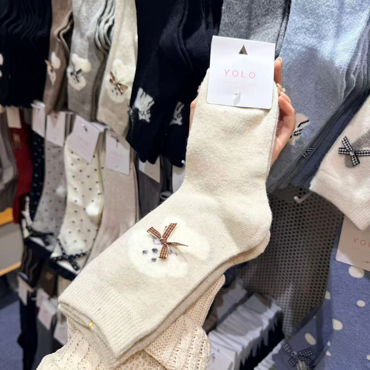 12.1东大门韩国YOLO毛茸茸猫猫小熊可爱袜子