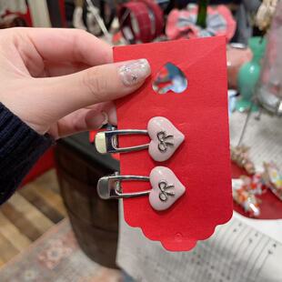 10.20韩国东大门Trois LEI发饰爱心蝴蝶结套组对夹边夹