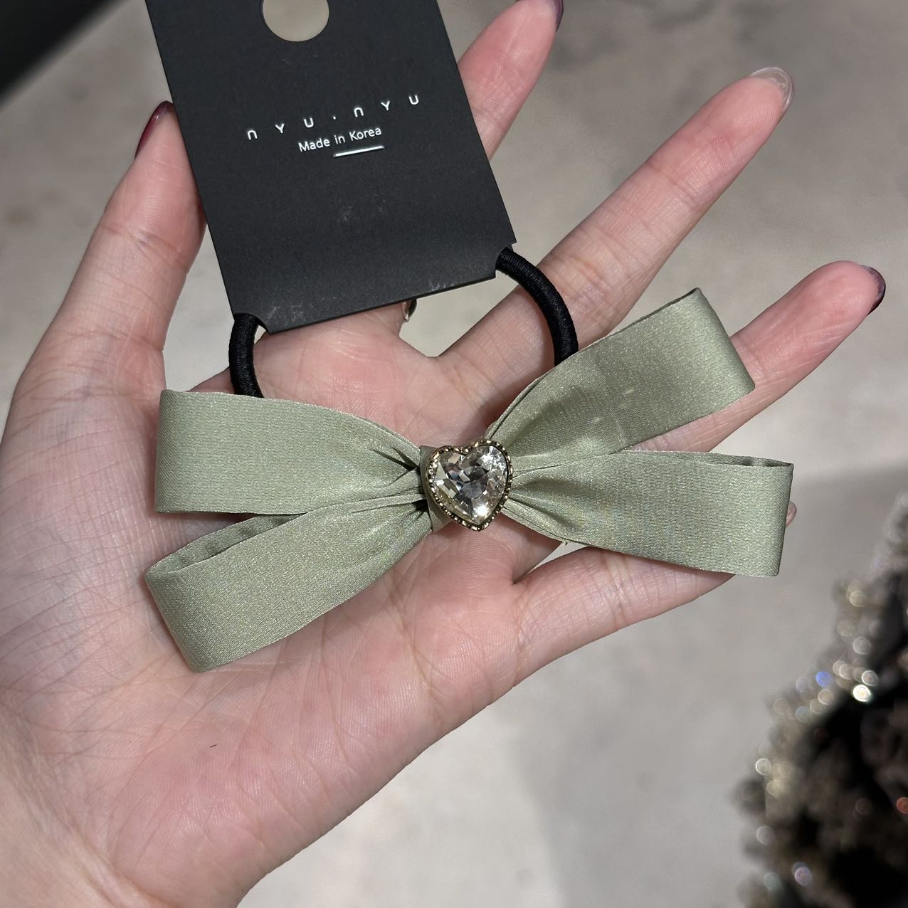 1.26直播韩国nyunyu水钻爱心蝴蝶结简约头绳发圈