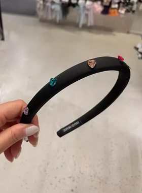 彩色水钻爱心发箍缎面高颅顶