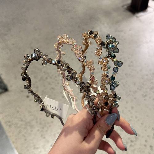 5.4韩国baket发饰重工花瓣水钻多切高闪方钻波浪发箍