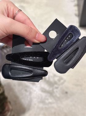 12.20韩国nyunyu发饰时尚气质绒面皮面BB夹发夹简约百搭边夹对夹