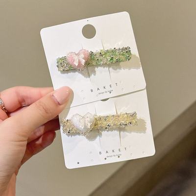 5.6韩国东大门baket发饰砂糖粒蝴蝶结爱心发夹边夹