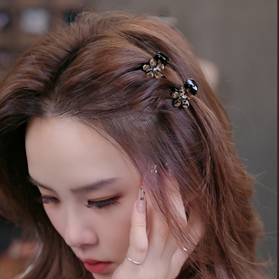 17mart韩国豹纹花瓣小抓夹发卡原创设计发饰刘海夹钻钻发夹气质