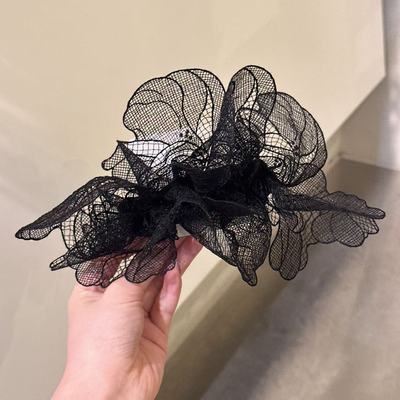 2.22韩国东大门baket发饰艺术感蕾丝手工立体蝴蝶结弹簧夹