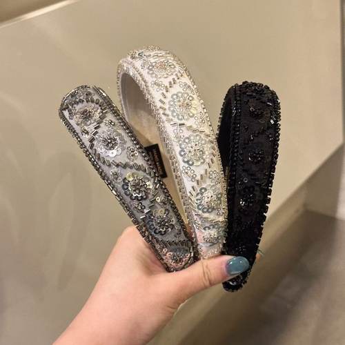 4.1韩国东大门baket发饰亮片复古花纹发箍