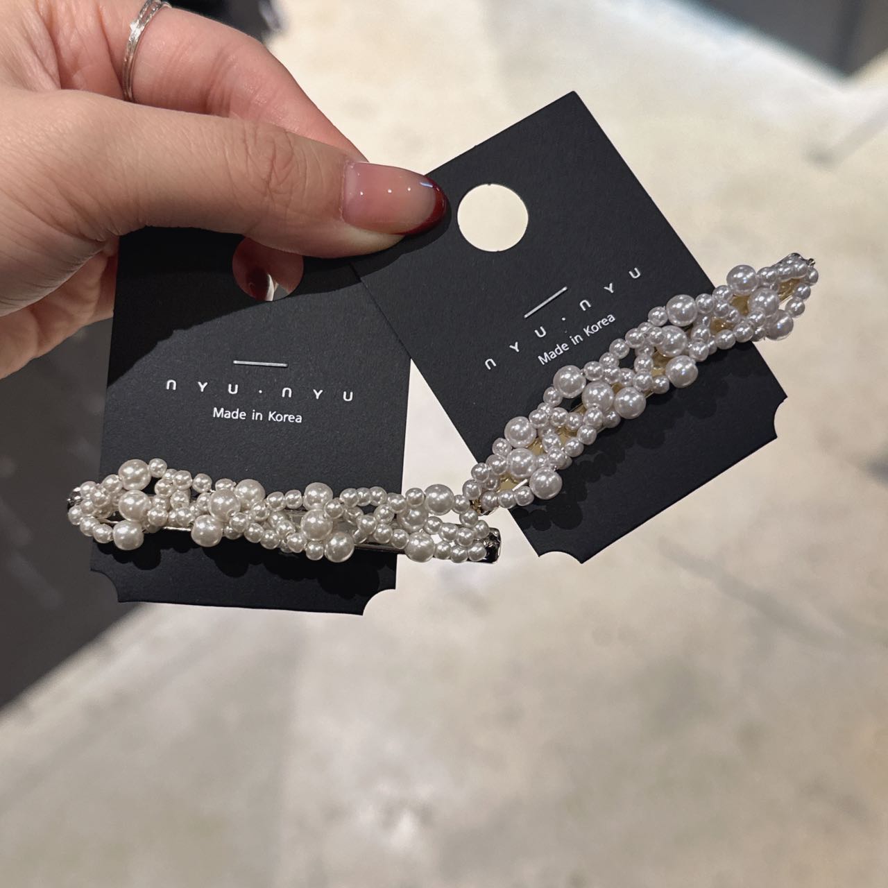 12.20韩国nyunyu发饰编织珍珠鸭嘴夹