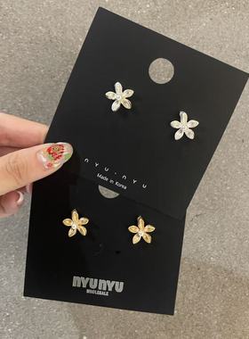 9.19韩国nyunyu饰品 可爱简约珍珠花朵气质耳钉