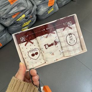 12.25韩国东大门flora彩色可爱樱桃蝴蝶结内裤 套盒三条装