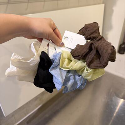 3.17韩国东大门baket发饰纯色褶皱纱纱大肠发圈