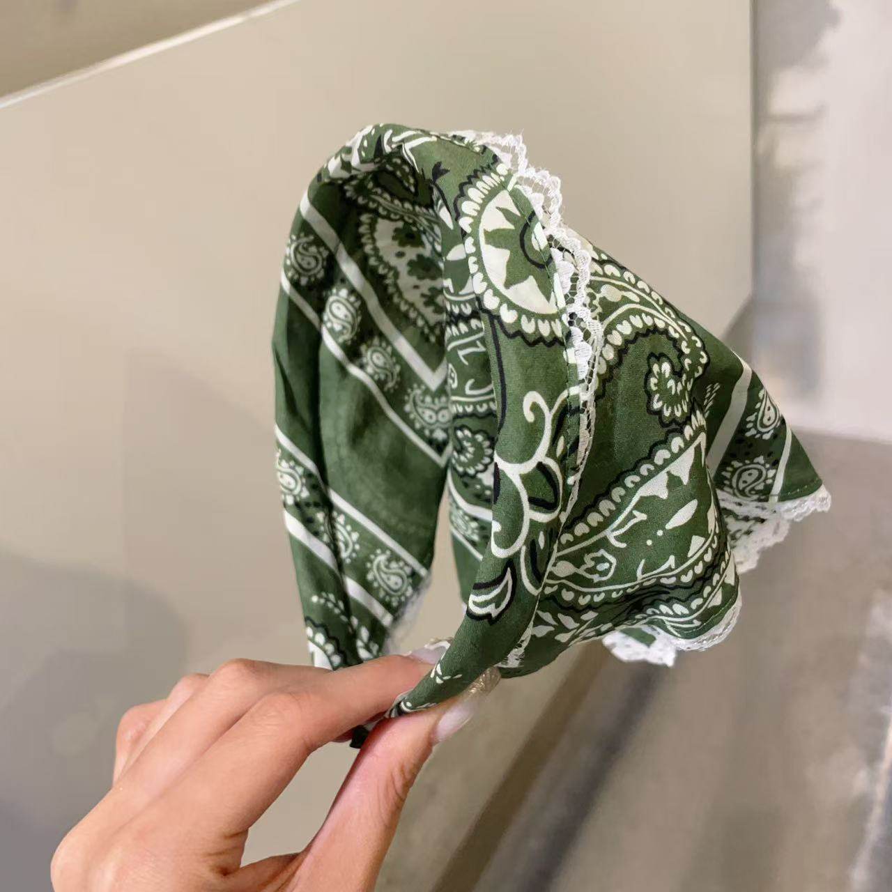 7.12韩国东大门baket发饰复古显白腰果花头巾发箍三角巾头箍