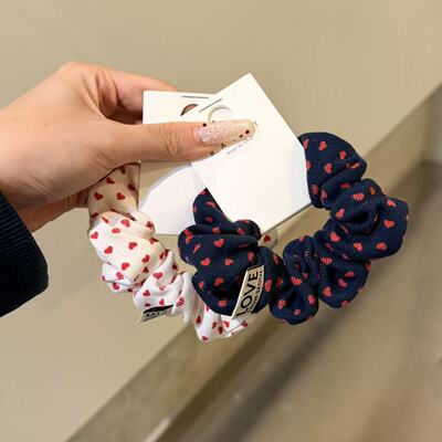1.13韩国东大门baket发饰爱心波点珍布艺小肠发圈发绳