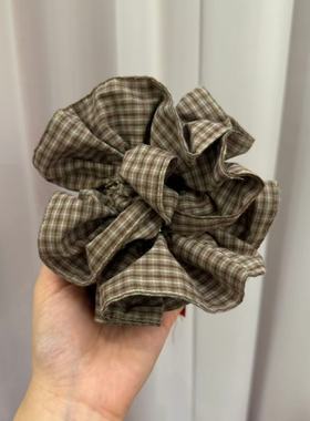 10.2韩国东大门Trois de LEI发饰布艺格纹复古发绳发圈