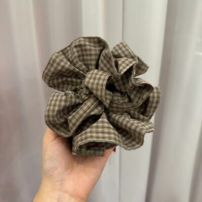 10.2韩国东大门Trois de LEI发饰布艺格纹复古发绳发圈