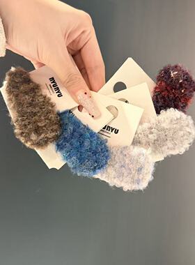 1.9韩国东大门nyunyu羊羔泰迪可爱毛绒发夹BB夹