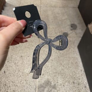 韩国nyunyu发饰气质蝴蝶结飘带发夹抓夹中号简约百搭鲨鱼夹10cm