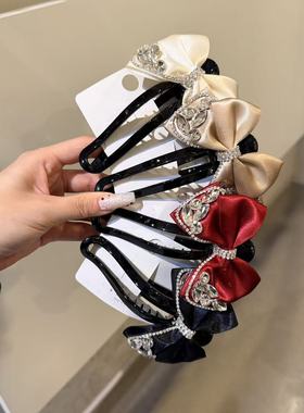 12.20韩国东大门baket发饰水钻缎面蝴蝶结懒人夹盘发夹横夹