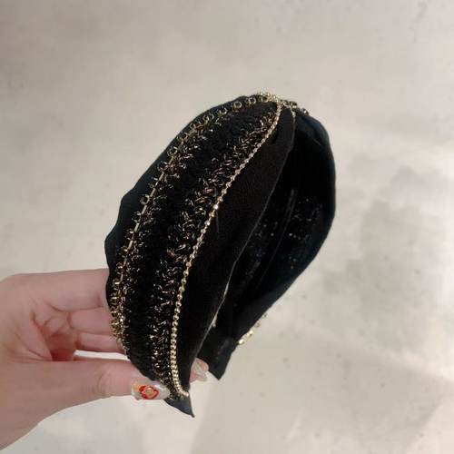 9.23韩国东大门baket发饰秋冬黑金打结丝绒发箍